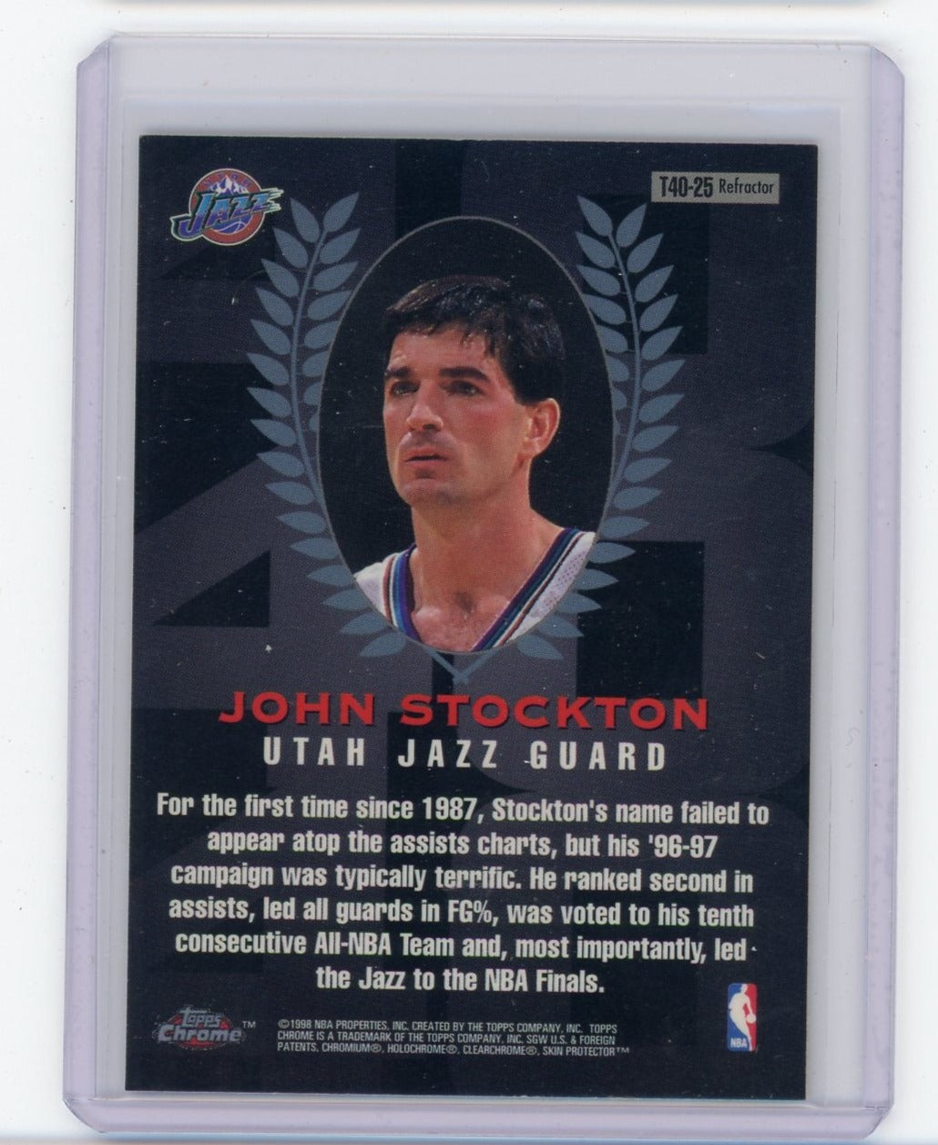 John Stockton 1998 Topps Chrome 40th Anniversary Refractor #T40-25