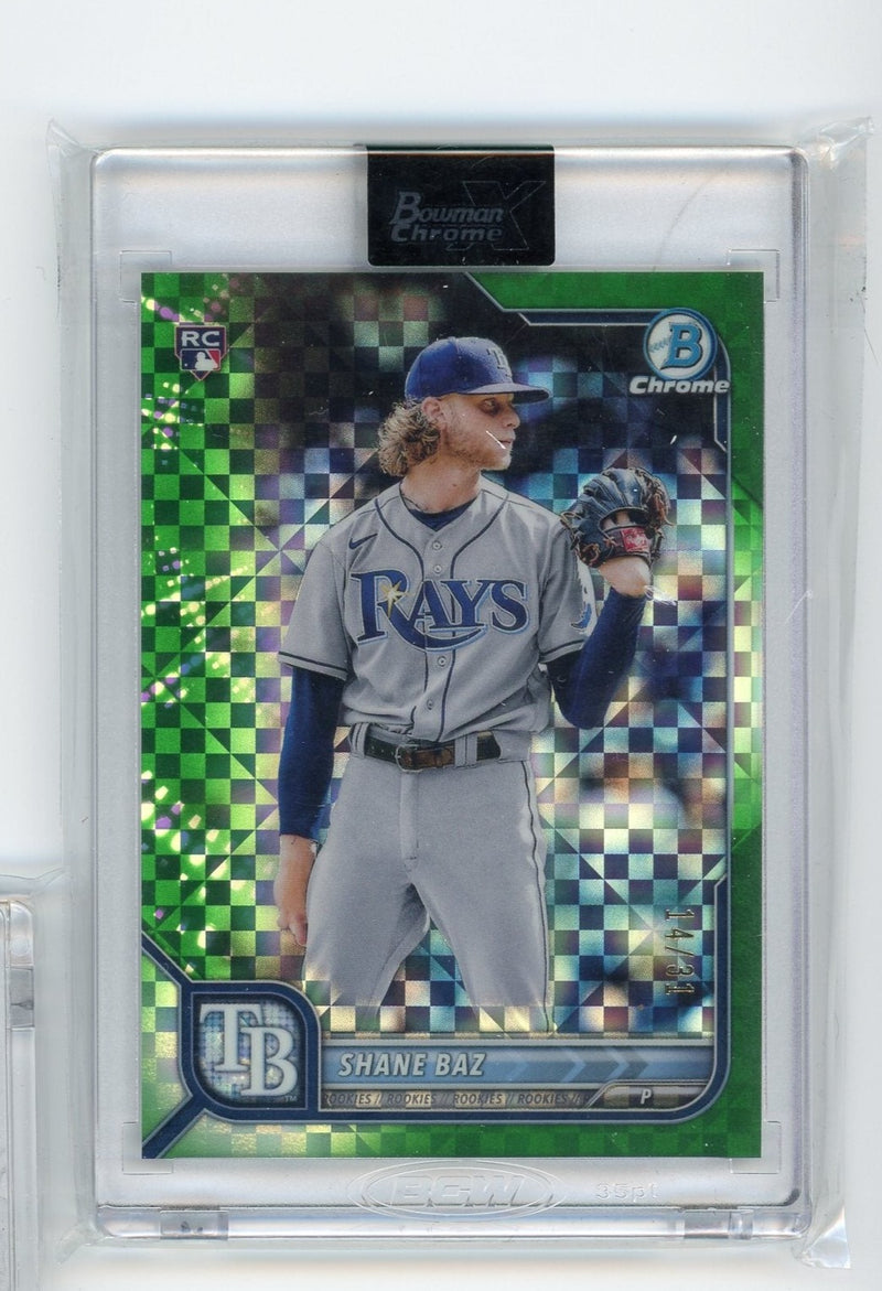 Shane Baz 2022 Bowman Chrome X Green X-Fractor rookie card 