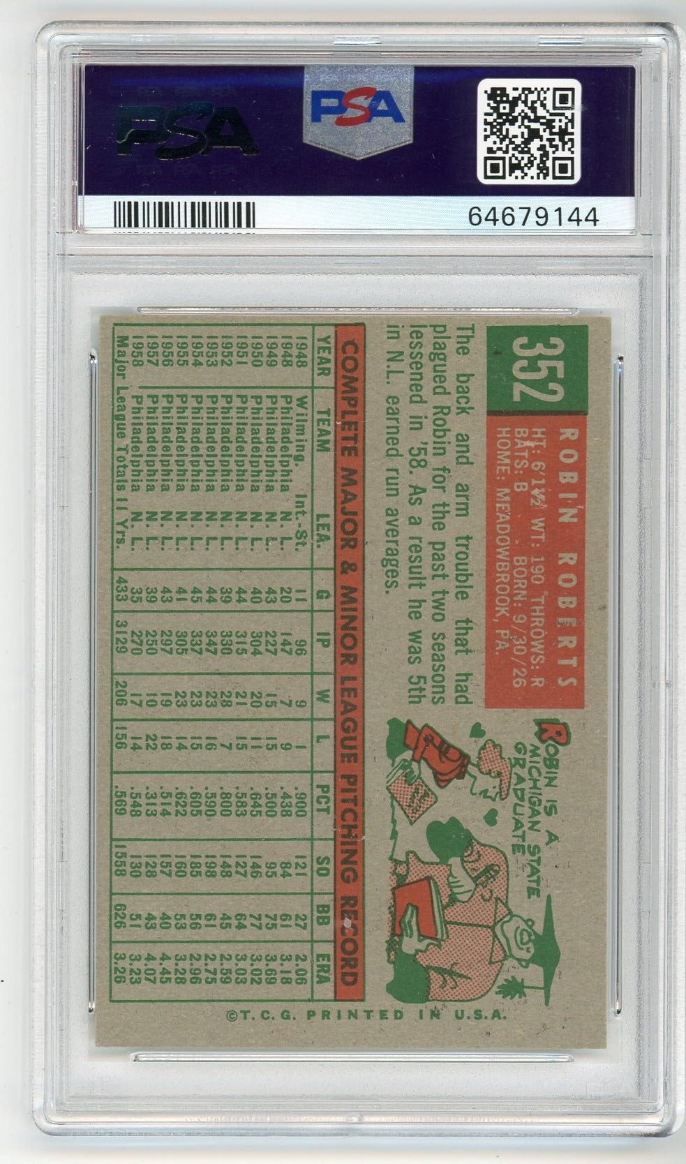 Robin Roberts 1959 Topps PSA 5