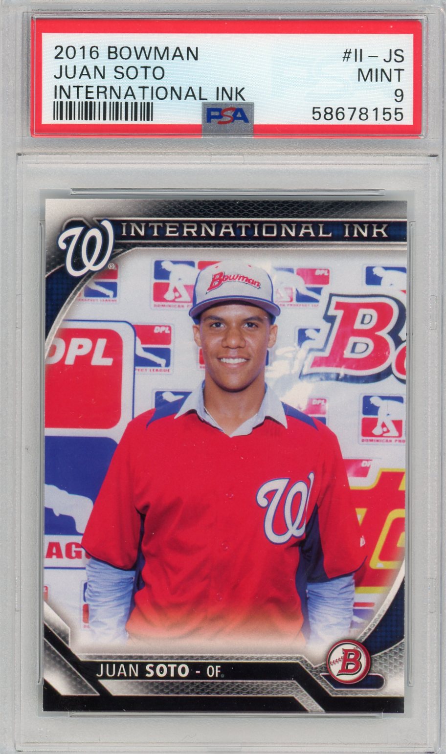 Juan Soto 2016 Bowman International Ink PSA 9 #II-JS