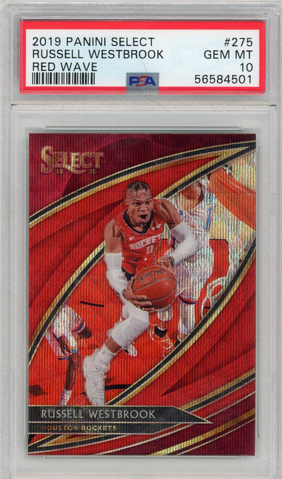 Russell Westbrook 2019 Panini Select Red Wave #275 PSA 10