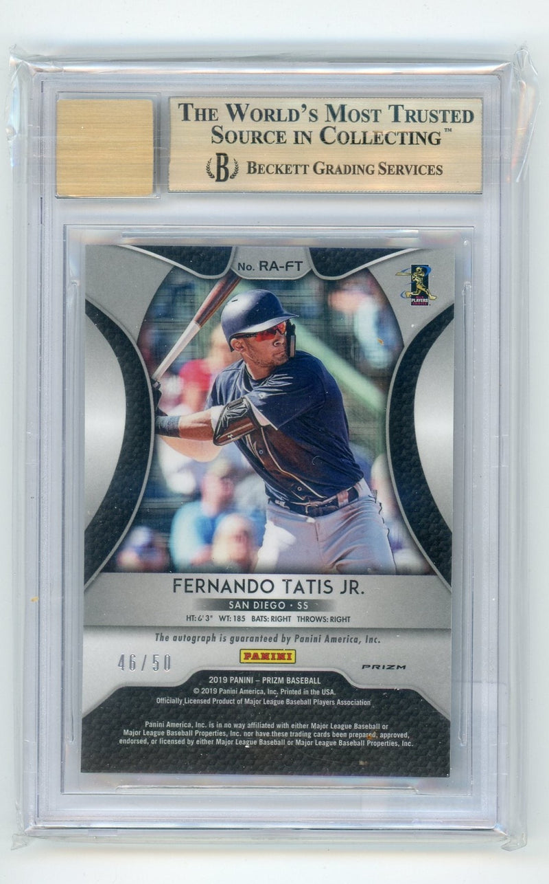2019 Panini Prizm Rookie Autographs Fernando Tatis Jr. Prizms Red White & Blue 46/50 Beckett 9.5 Gem Mint Auto 10 0012180431
