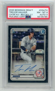 TREVOR HAUVER 2020 Bowman Chrome Draft Autograph Black WAVE REFRACTOR 1/1