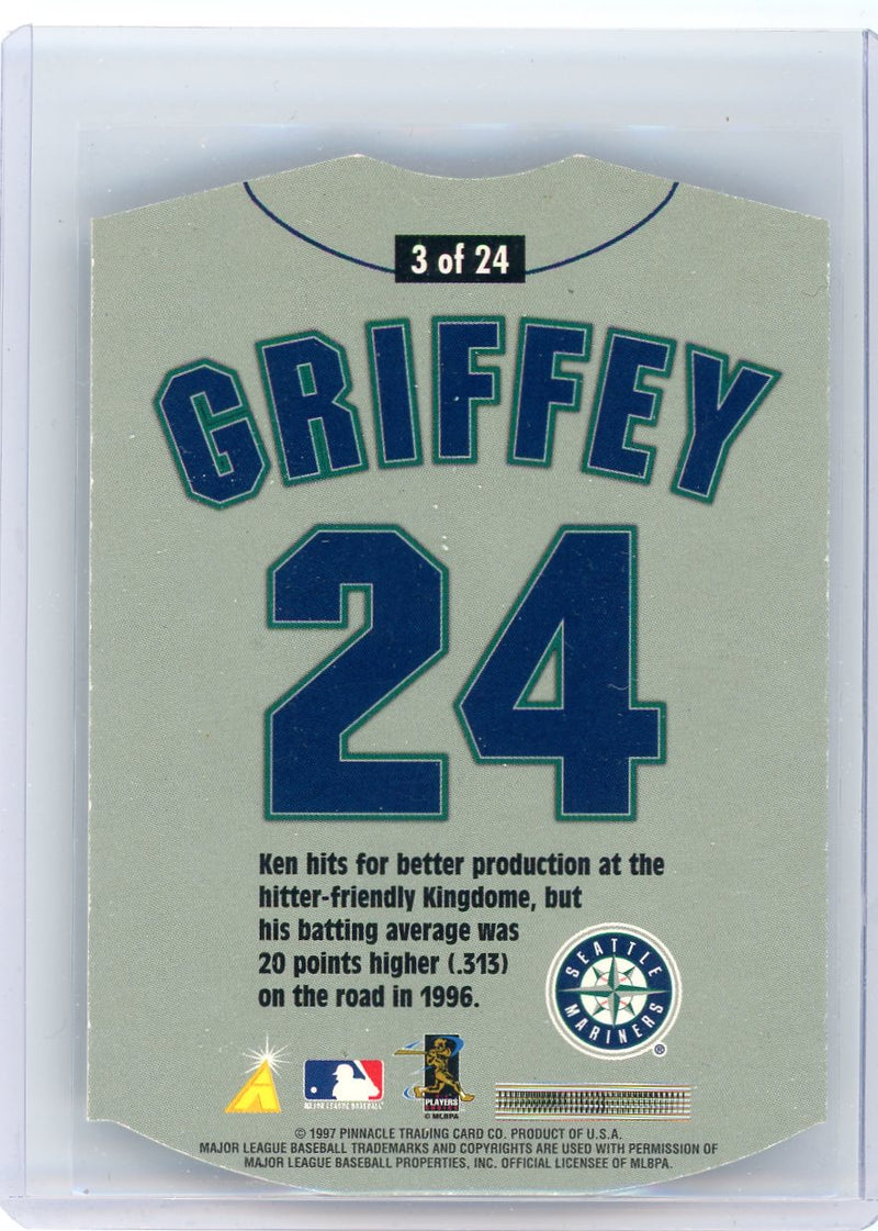Ken Griffey Jr. 1997 Pinacle Away Jersey die-cut #3 of 24 – Piece