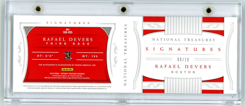Rafael Devers 2018 Panini National Treasures NT Signature Booklet Gold 