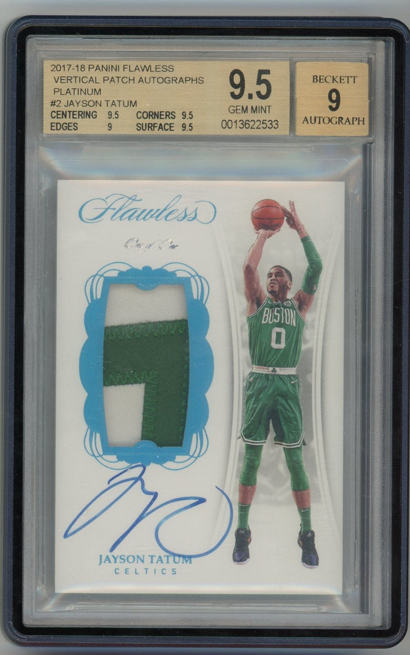 2017-18 Flawless Jayson Tatum BGS 9.5 Auto 9 (1/1) Vertical Patch Autograph