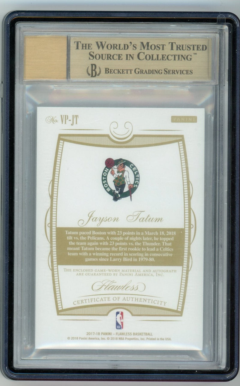 2017-18 Flawless Jayson Tatum BGS 9.5 Auto 9 (1/1) Vertical Patch Autograph