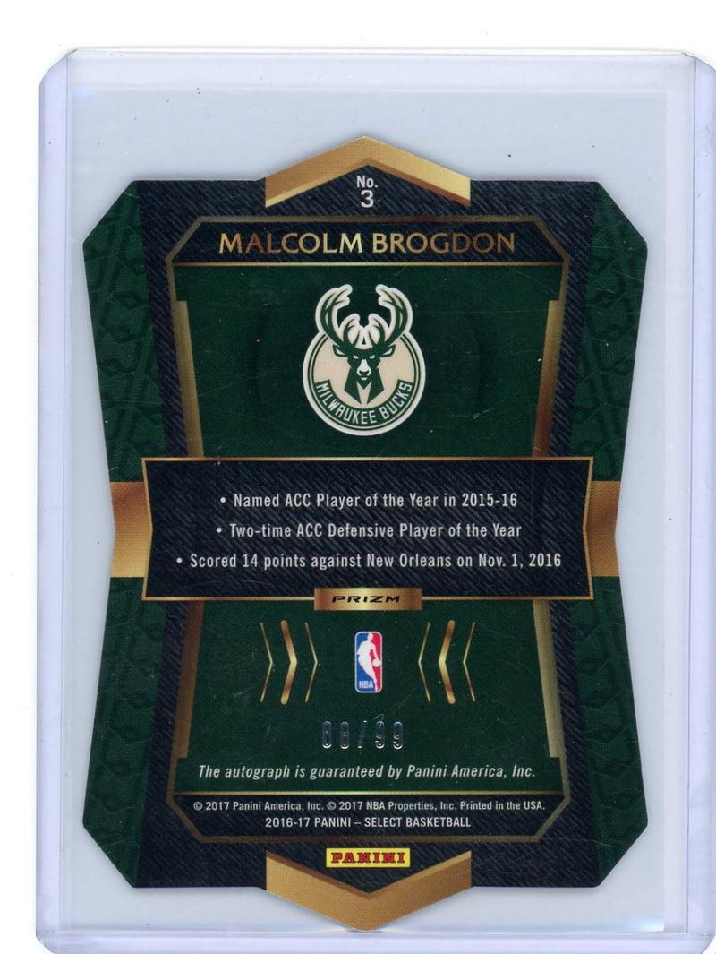 Malcom Brogdon 2016-17 Panini Select Die Cut Rookie Autographs Pulsar rookie 