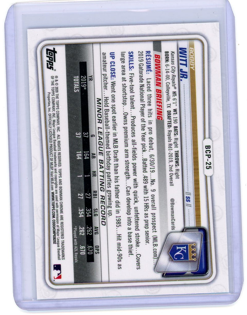 Bobby Witt Jr. 2020 Bowman Chrome 1st Bowman 