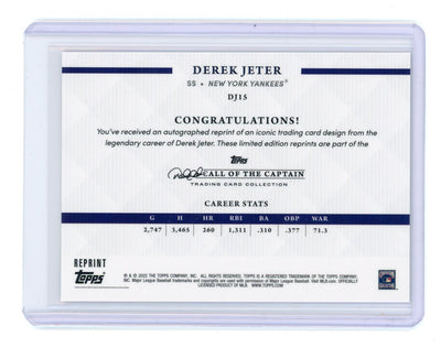 Derek Jeter 2022 Topps Call of the Captain reprint foil #DJ15