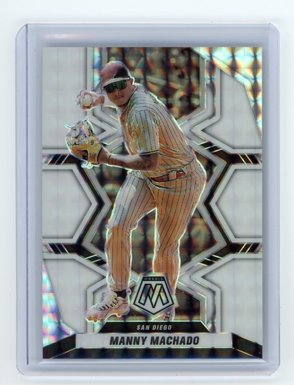 Manny Machado 2022 Panini Mosaic White Fluorescent Mosaic prizm #'d 23/25