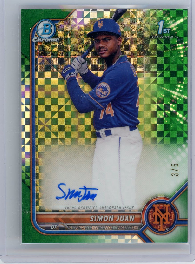 Simon Juan 2022 1st Bowman Chrome X Green X-Fractor autograph 