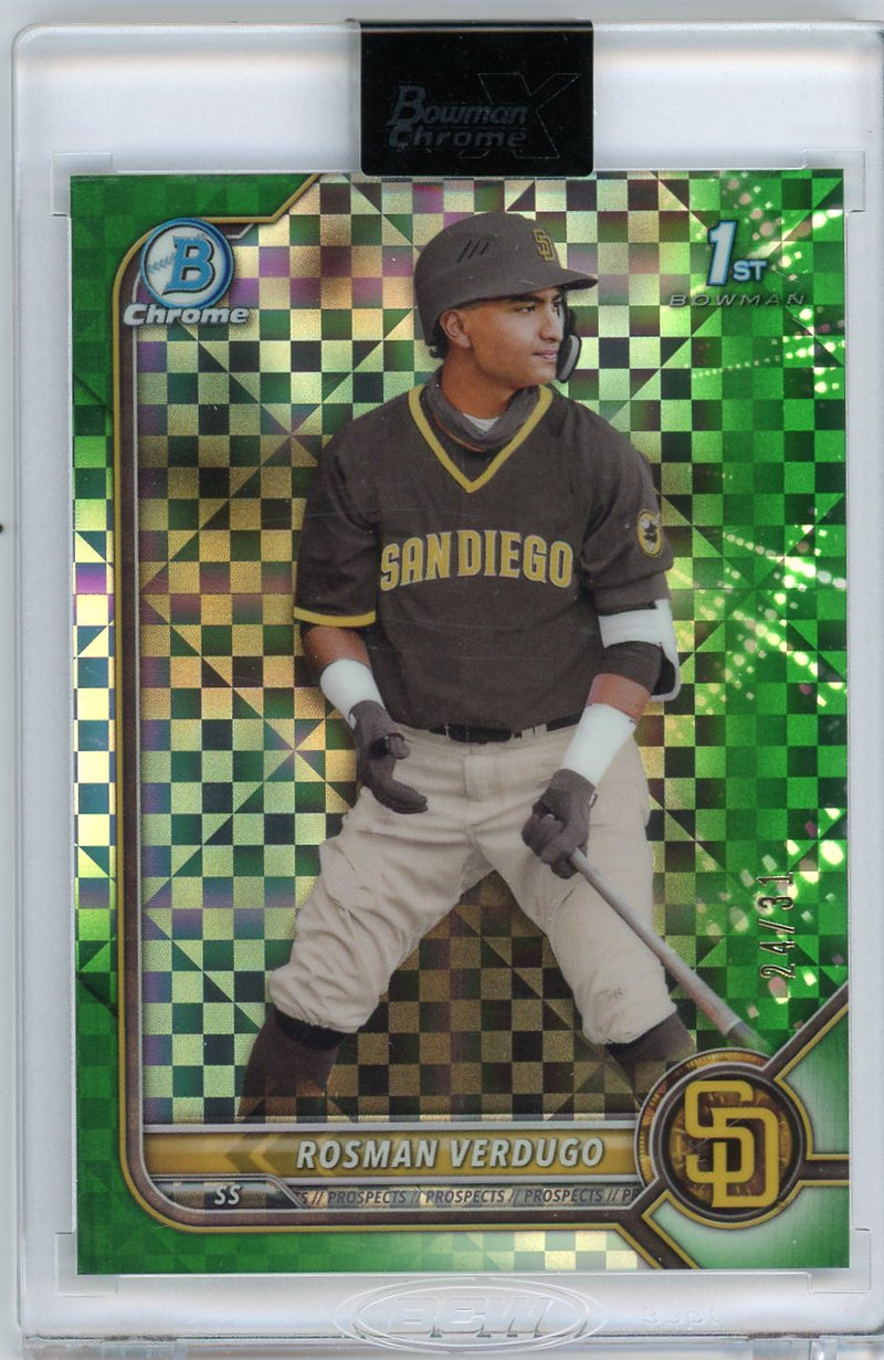 Rosman Verdugo 2022 1st Bowman Chrome X Green X-Fractor 