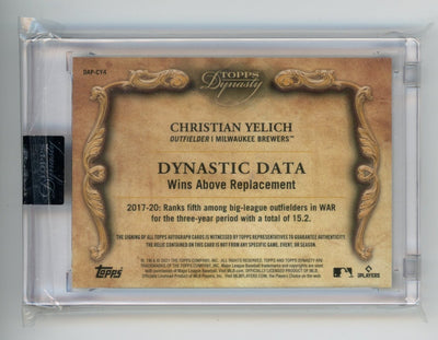 Christian Yelich 2021 Topps Dynasty Patch Auto 10/10