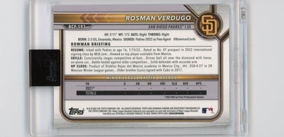 Rosman Verdugo 2022 1st Bowman Chrome X Green X-Fractor #'d 24/31