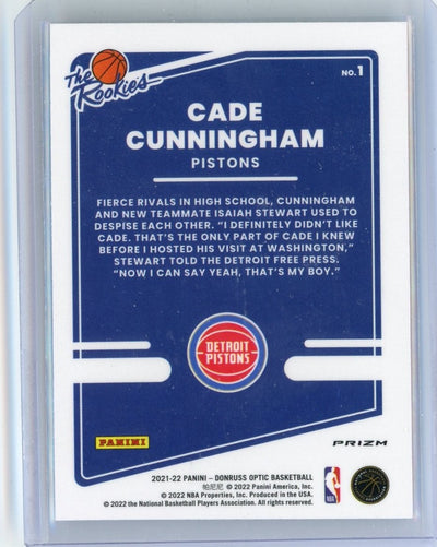 Cade Cunningham 2022 Panini Donruss Optic Silver Prizm "The Rookies" #1