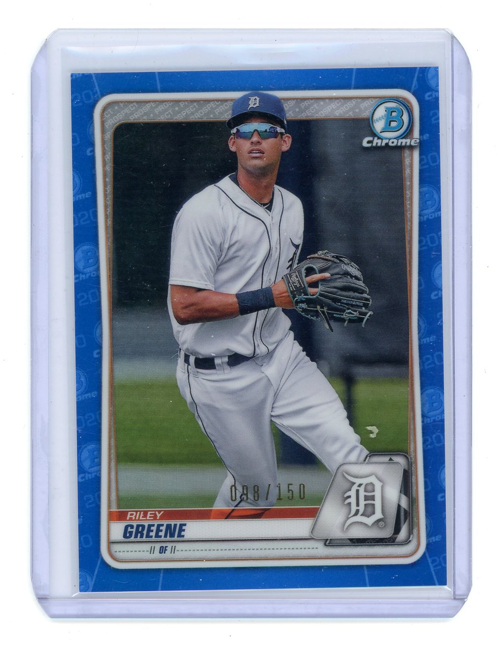 Riley Greene 2020 Topps Bowman Draft Chrome blue refractor #'d 098/150
