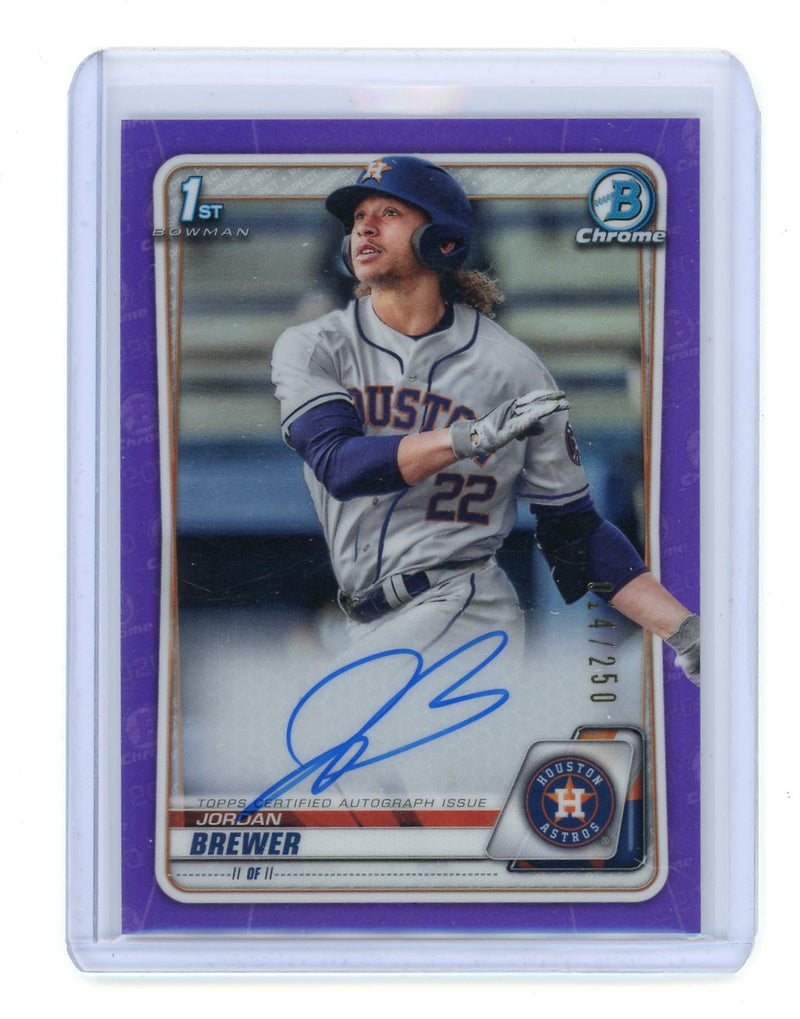 Jordan Brewer 2020 Topps 1st Bowman Chrome purple refractor auto 