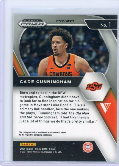 Cade Cunningham 2022 Panini Prizm Draft Picks Image Variation #1 Silver Prizm rookie card