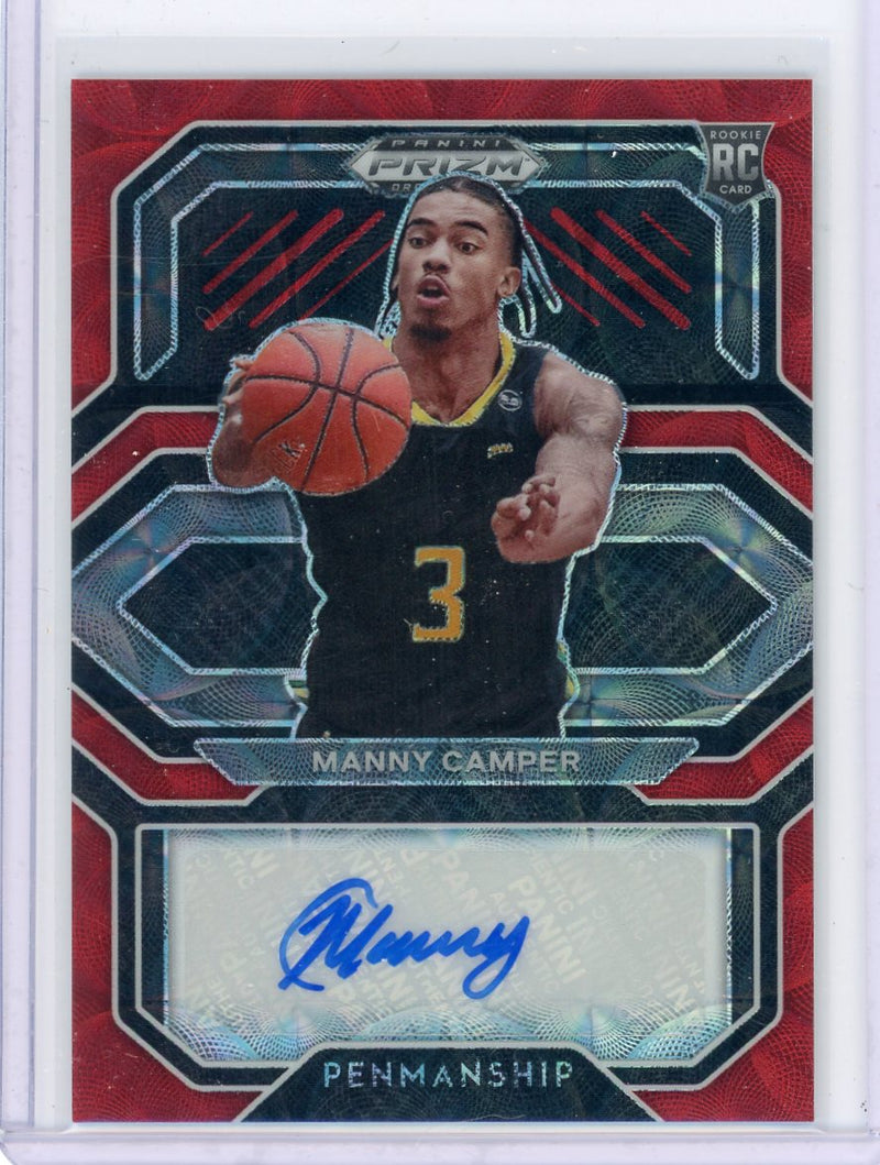 Manny Camper 2022 Panini Prizm Draft Picks Choice Penmanship Red Scope Prizm Autograph 