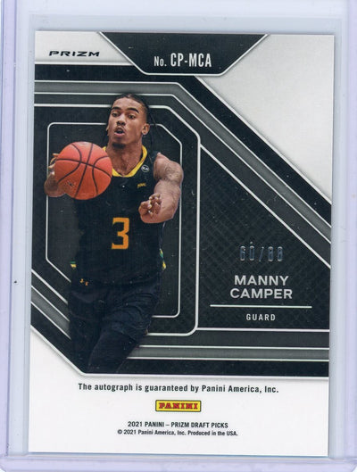 Manny Camper 2022 Panini Prizm Draft Picks Choice Penmanship Red Scope Prizm Autograph #'d 60/88 rookie card