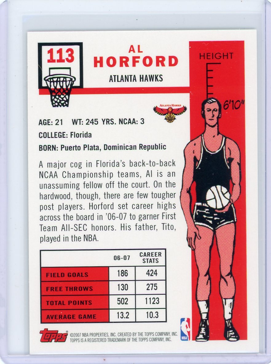 Al Horford 2007 Topps 50th Anniversary Throwback #113 rookie card