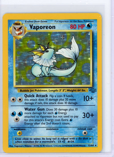 Vaporeon 1999 Pokémon Jungle rare holo 12/64