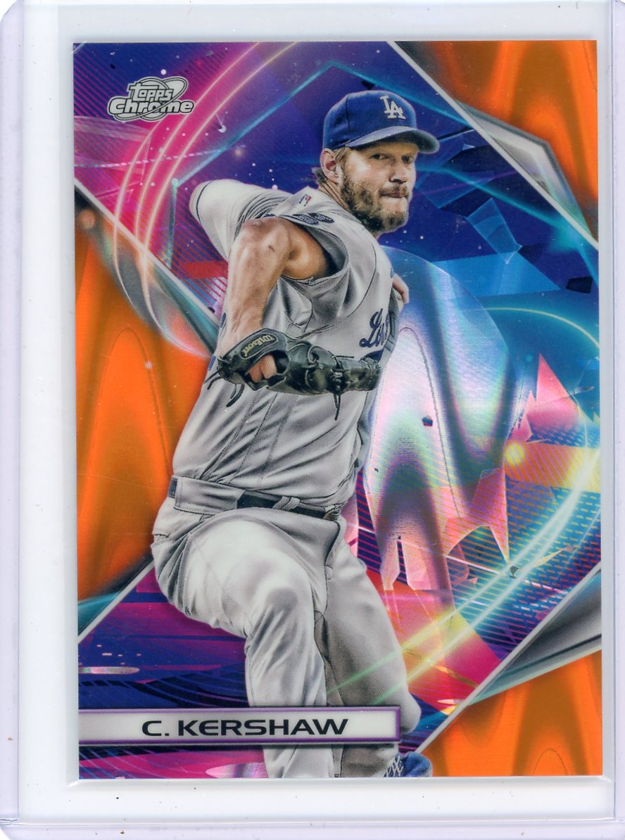 Clayton Kershaw 2022 Topps Chrome Cosmic Orange Ray Wave Refractor #'d 14/25