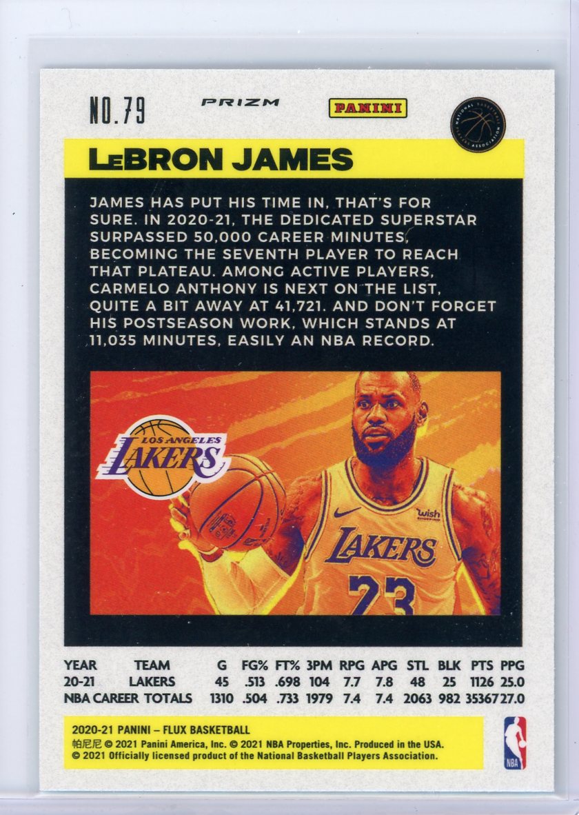 LeBron James 2020-21 Panini Flux Fanatics Exclusive Cracked Ice Prizm