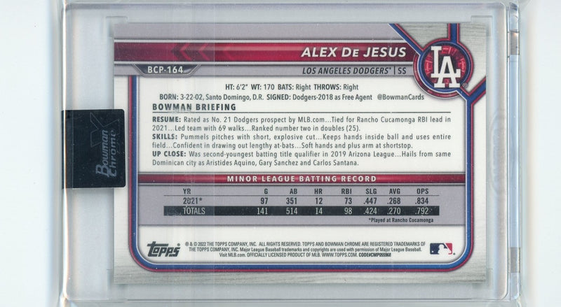 Alex De Jesus 2022 1st Bowman Chrome X Green X-Fractor 