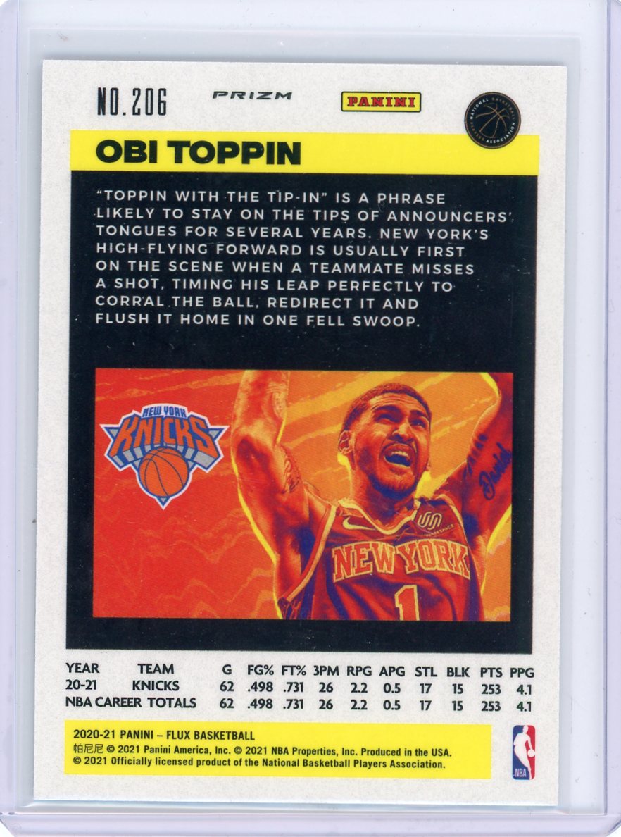 Obi Toppin 2020-21 Panini Flux Fanatics Exclusive Cracked Ice Prizm rookie card