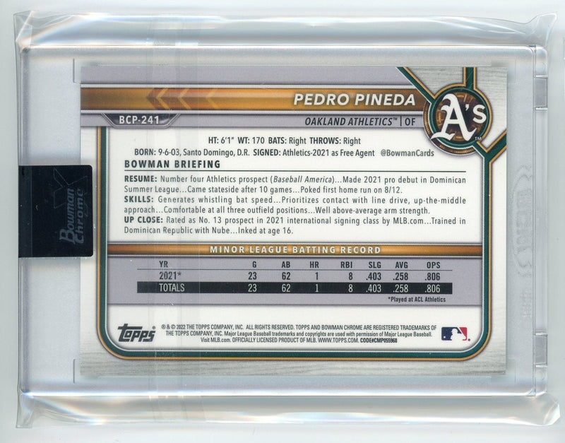 Pedro Pineda 2022 Bowman Chrome X Green X-Fractor 