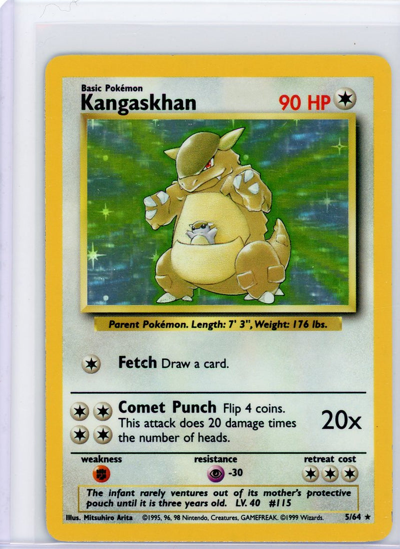 Kangaskhan 1999 Pokémon rare holo 5/64 error no jungle symbol