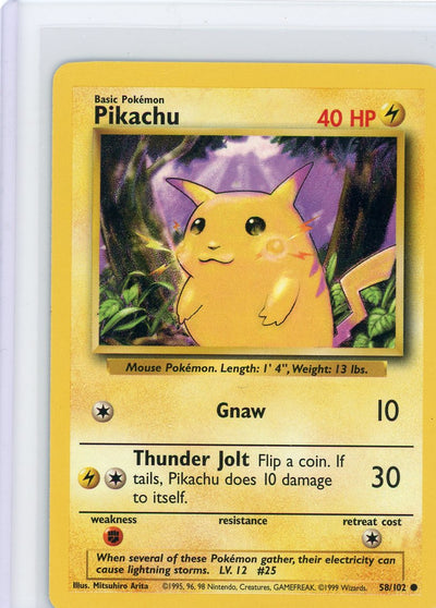 Pikachu 1999 Pokémon Base Set 58/102