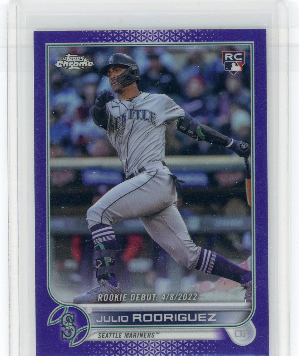 Julio Rodriguez 2022 Topps Chrome Update Debut purple refractor rookie card