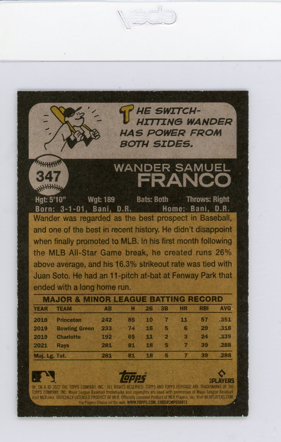 Wander Franco 2022 Topps Heritage rookie card