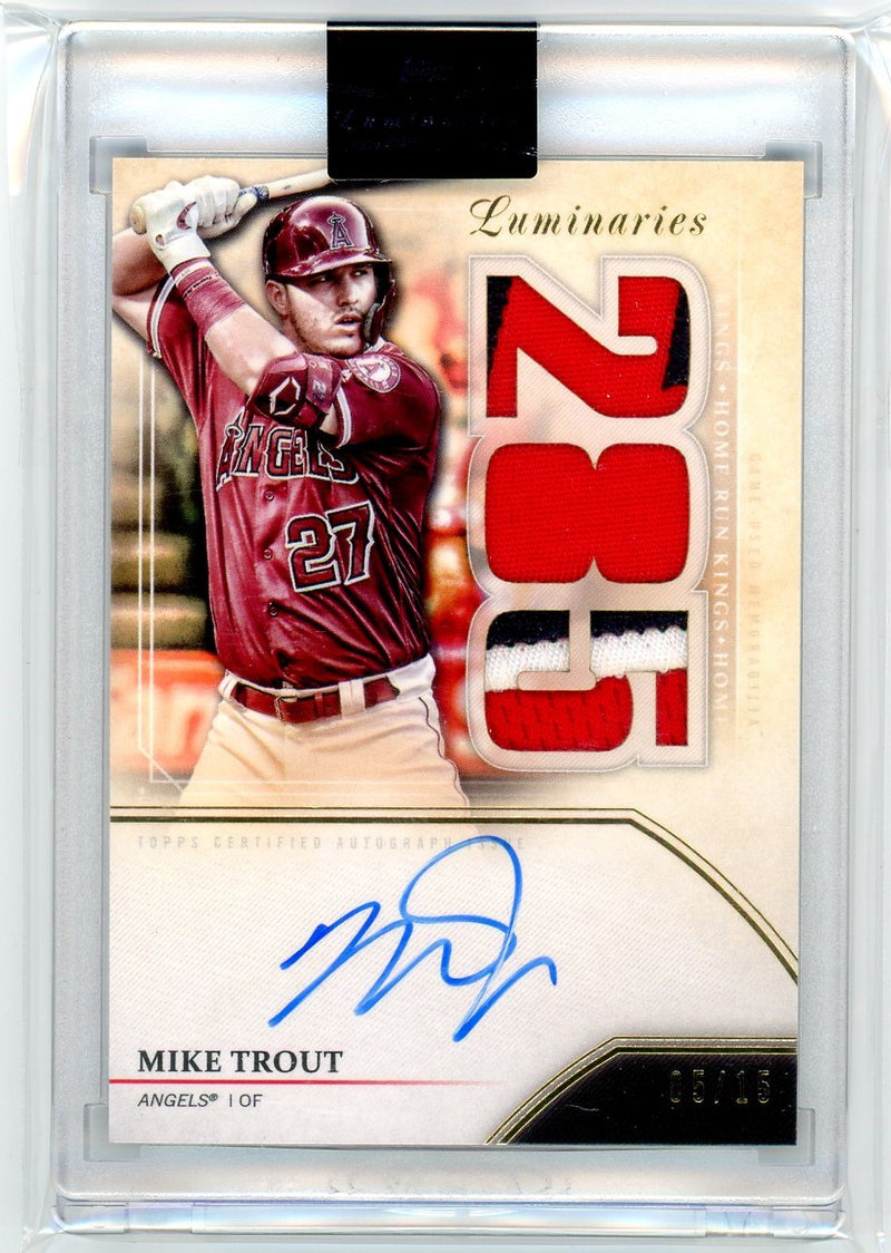 Mike Trout 2020 Topps Luminaries Home Run Kings 285 Patch Autograph /15