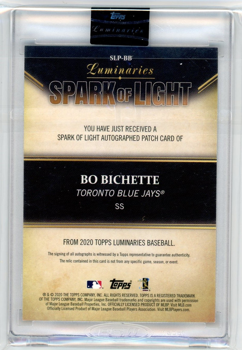 Bo Bichette 2020 Topps Luminaries Spark of Light Rookie Patch Auto 15/15