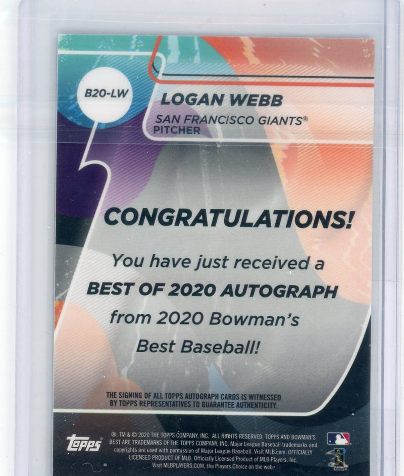 Logan Webb 2020 Bowman&