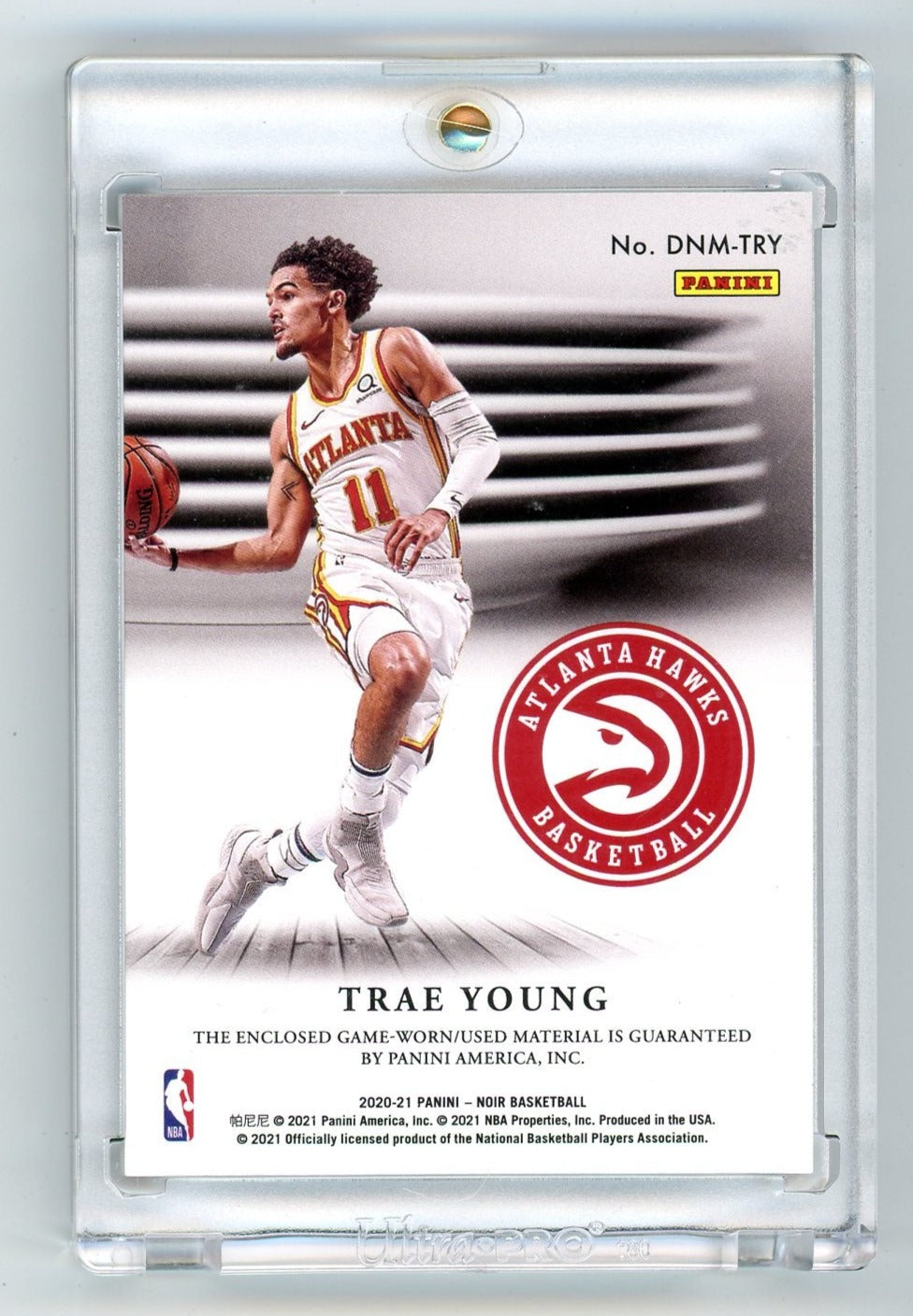 Trae Young 2020-21 Panini Noir Dish Night Game Used 13/25 #DNM-TRY