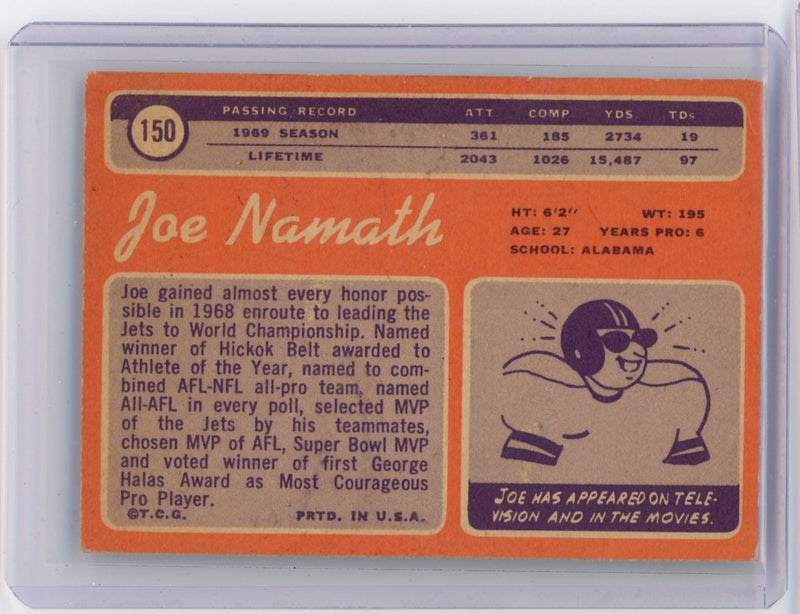 Joe Namath 1970 Topps 