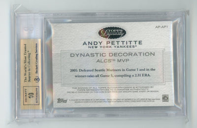 Andy Pettitte 2016 Topps Dynasty  Patch Auto /10 BGS 10 Pristine Yankees HOF