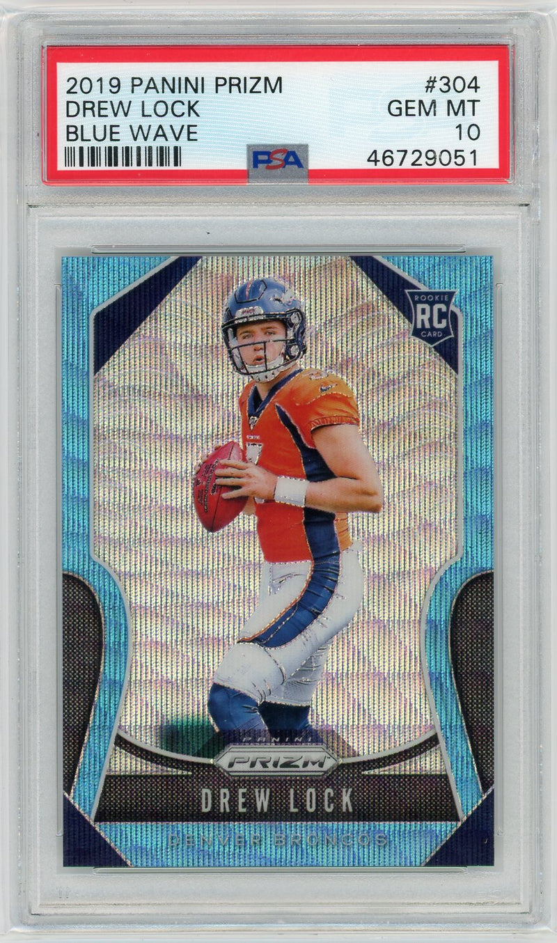 Drew Lock 2019 Panini Prizm Blue Wave Rookie /199 PSA 10