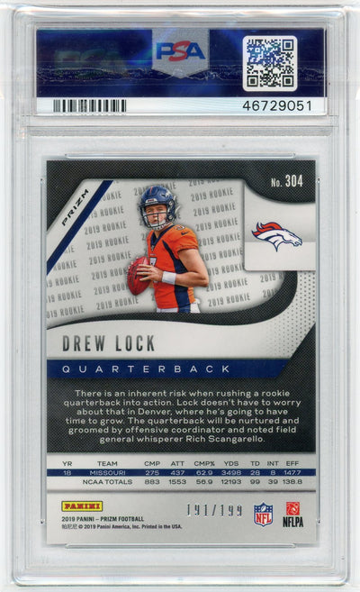 Drew Lock 2019 Panini Prizm Blue Wave Rookie /199 PSA 10