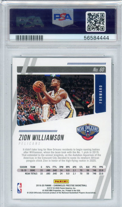 Zion Williamson 2019 Panini Chronicles rookie card #60 PSA 9