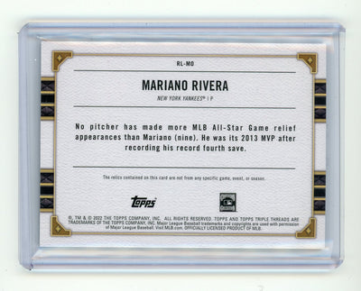 Mariano Rivera 2022 Topps Triple Threads "Legend" game-used jersey relic purple #'d 26/27