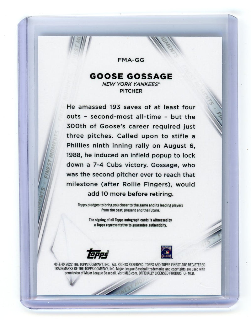 Goose Gossage 2022 Topps Finest Moments autograph