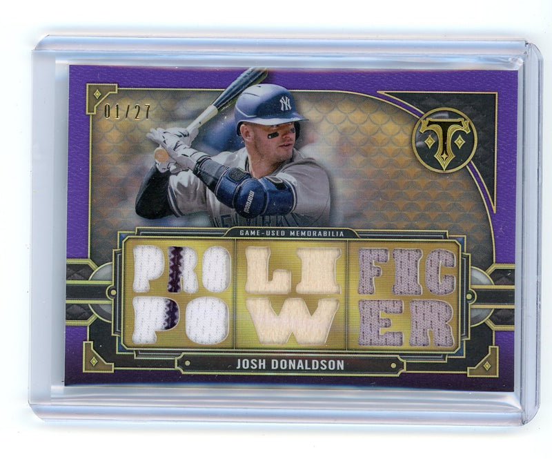 Josh Donaldson 2022 Topps Triple Threads "Prolific Power" bat/jersey relic purple 