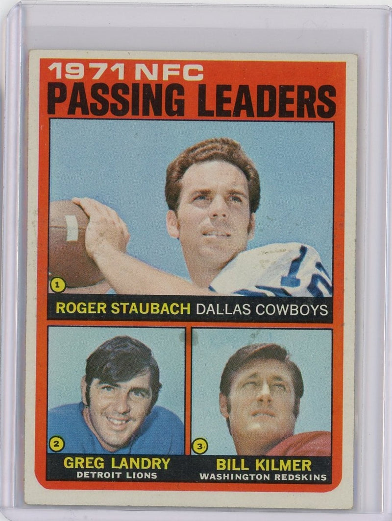 Roger Staubach/Greg Landry/Bill Kilmer 1971 NFC Passing Leaders 1972 Topps 