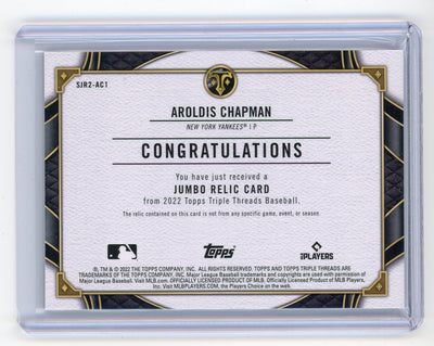 Aroldis Chapman 2022 Topps Triple Threads game-used jumbo relic purple #'d 10/36